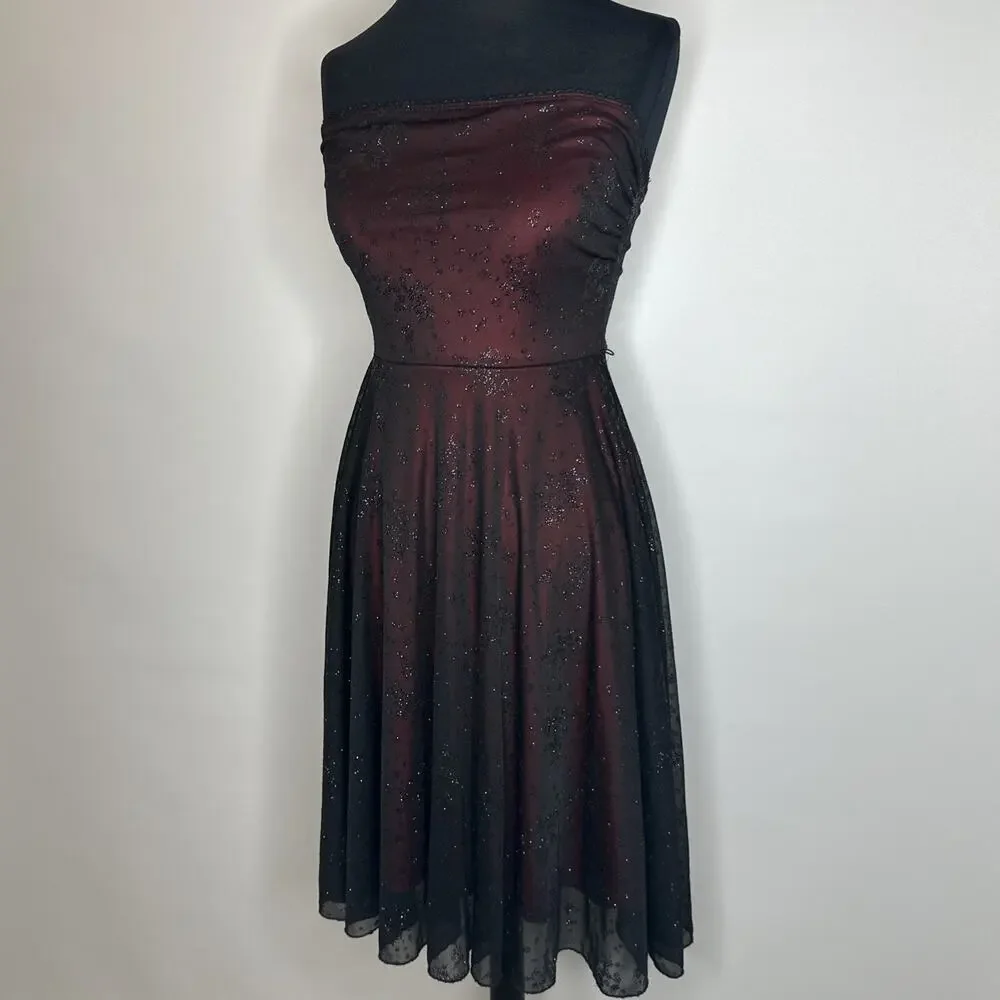 Vintage Forever 21 Dress Womens S/M Black Red Mesh Babydoll Whimsy Fairy Y2K